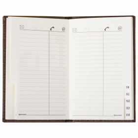 Телефонная книжка МАЛЫЙ ФОРМАТ (80х130 мм) А7, BRAUBERG "Cayman", под крокодиловую кожу, 56 л., вырубной алфавит, коричневая, 125135