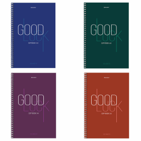 Тетрадь А4, 120 л., BRAUBERG, гребень, клетка, обложка твердая, "Good Luck", 404074