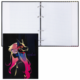 Тетрадь на кольцах А5 165х215 мм, 120 листов, твердый картон, клетка, BRAUBERG, "Anime Girl", 404711