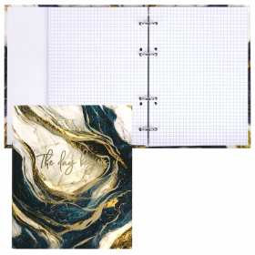 Тетрадь на кольцах А5 175х215 мм, 120 листов, твердый картон, фольга, клетка, BRAUBERG, "Marble", 404719