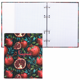 Тетрадь на кольцах А5 175х215 мм, 120 листов, твердый картон, фольга, клетка, BRAUBERG, "Pomegranate", 404720