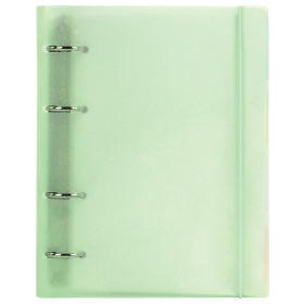 Тетрадь на кольцах А5 175х220 мм, 120 л., пластик с блестками, с резинкой и разделителями, BRAUBERG, Зеленый, 404632