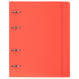Тетрадь на кольцах А5 175х220 мм, 120 л., пластик, с резинкой, BRAUBERG, Коралловый, 404621