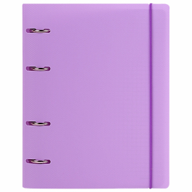 Тетрадь на кольцах А5 175х220 мм, 120 л., пластик, с резинкой, BRAUBERG, Сиреневый, 404620