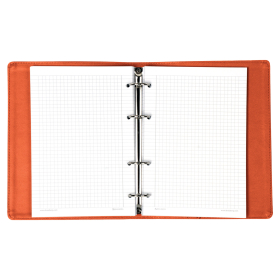 Тетрадь на кольцах А5 (180х220 мм), 120 листов, под кожу, клетка, BRAUBERG "Fusion", синий/оранжевый, 129994