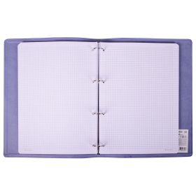 Тетрадь на кольцах БОЛЬШАЯ А4 (240х310 мм), 120 листов, под кожу, клетка, BRAUBERG "Joy", фиолетовый/светло-фиолетовый, 404506
