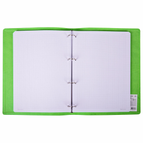 Тетрадь на кольцах БОЛЬШАЯ А4 (240х310 мм), 120 листов, под кожу, клетка, BRAUBERG "Joy", зелёный/светло-зелёный, 404508