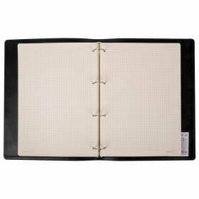 Тетрадь на кольцах БОЛЬШАЯ А4 (240х310 мм), 120 листов, под кожу, клетка, BRAUBERG "Main", черный, 404509