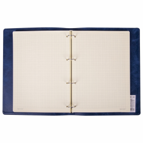 Тетрадь на кольцах БОЛЬШАЯ А4 (240х310 мм), 120 листов, под кожу, клетка, BRAUBERG "Main", синий, 404510