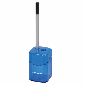 Точилка BRAUBERG "Win", 2 отверстия для чернографитных карандашей (в том числе утолщенных), с большим контейнером, с крышкой, ассорти,222495