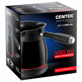 Турка электрическая CENTEK CT-1098, 0,5 л, 480 Вт, механическое управление, стальная, черная, CT-1098 SS