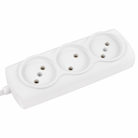 Удлинитель Р16-010, 3 розетки без заземления, 3 м, 2х0, 75 мм, 1300 Вт, белый, 563