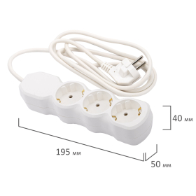 Удлинитель У10-003 3 розетки, с заземлением, 10 А, 1,8 м, белый, 7032