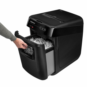 Уничтожитель (шредер) FELLOWES AUTOMAX 200C, 4 уровень секретности, фрагменты 4х38 мм, 200 листов, корзина 32 литра, FS-465, FS-46536