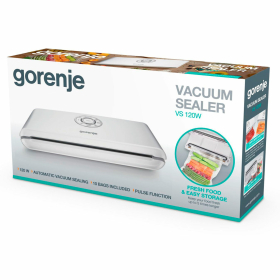 Вакууматор/вакуумный упаковщик GORENJE VS120W, 120 Вт, 2 режима, ширина пакета до 30 см, белый