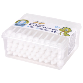 Ватные палочки детские 50 шт., с ограничителем, ЗОЛОТОЙ ИДЕАЛ, 100% хлопок, 116532