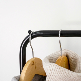 Вешалка для плечиков "Валенсия-32М", 1620х915х300 мм, 2 полки, передвижная, металл, черная, ВГВ32М Ч