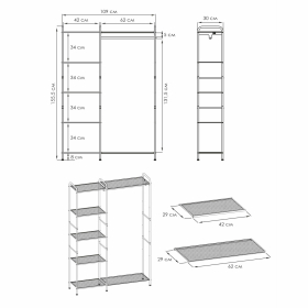 Вешалка-стеллаж "Валенсия-1", 1555х1090х300 мм, 7 полок, металл, белая, ГСВ1 Б
