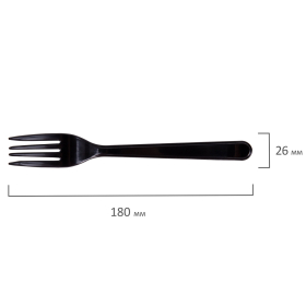 Вилка одноразовая пластиковая 180 мм, черная, КОМПЛЕКТ 50 шт., ЭТАЛОН, WELDAY, 607838