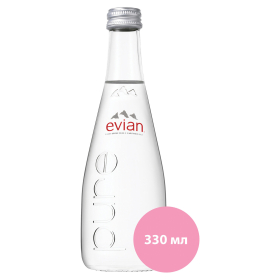 Вода негазированная минеральная EVIAN 0,33 л, стеклянная бутылка, 10717