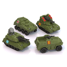 Военные машины игрушечные в наборе, пластиковые, 4 шт., 7x14x30 см, НОРДПЛАСТ, 349/1