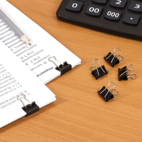 Зажимы для бумаг BRAUBERG, КОМПЛЕКТ 12 шт., 15 мм, на 45 листов, черные, картонная коробка, 223969