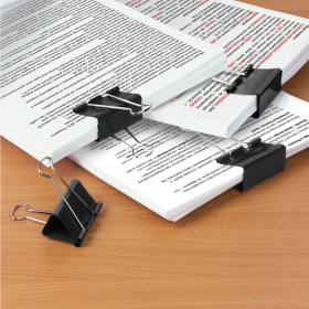 Зажимы для бумаг ОФИСМАГ, КОМПЛЕКТ 12 шт., 41 мм, на 200 листов, черные, картонная коробка, 226767