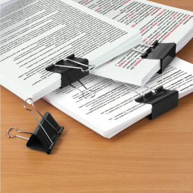 Зажимы для бумаг ОФИСНАЯ ПЛАНЕТА, КОМПЛЕКТ 12 шт., 41 мм, на 200 листов, черные, картонная коробка, 222001