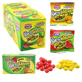 Жевательные конфеты "Кисломания дабл фрукт" арбуз и ананас, 14 г, КАНДИ КЛАБ, CHW041