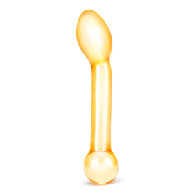Золостистый стеклянный стимулятор простаты Honey Dripper - 17 см.