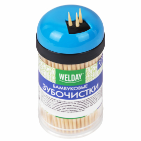 Зубочистки бамбуковые 200 штук в диспенсере, WELDAY, 607567