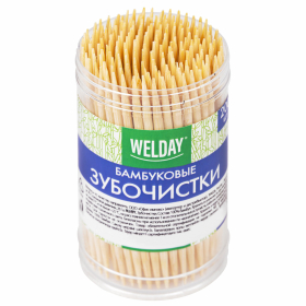 Зубочистки бамбуковые 200 штук в диспенсере, WELDAY, 607567